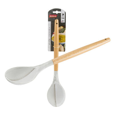 mr. handy silicone spoon w wood handle- 12.5 -- 48 per case