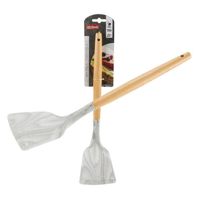 mr. handy silicone turner w wooden handle- 12.7 -- 48 per case