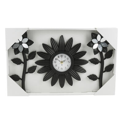 flower wall clocks - 10pc - black - -- 6 per case