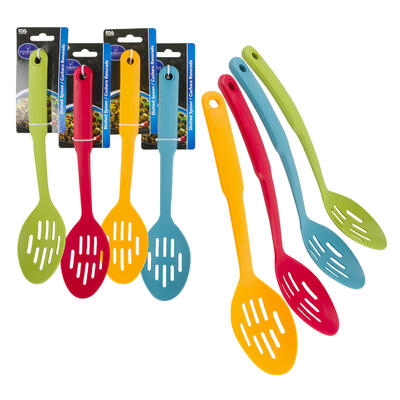 slotted spoons 11.8 in - 4 assorted colors -- 48 per case