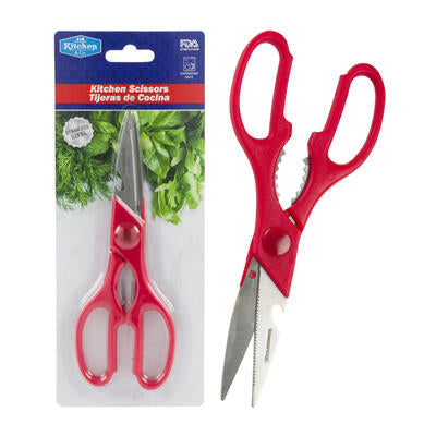 stainless steel kitchen scissors - 8 - red - bulk -- 48 per case