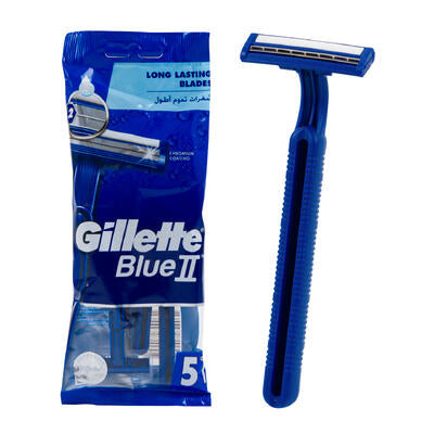gillette blue ii chromium coated razor 5-pack -- 24 per case