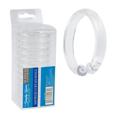 simply home 12pc shower curtain rings with hooks - -- 48 per case