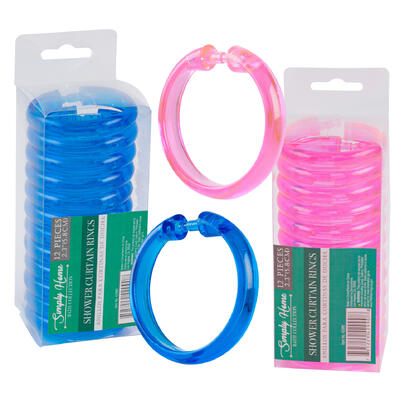 simply home shower curtain rings - assorted colors - 48 pc per case -- 48 per case