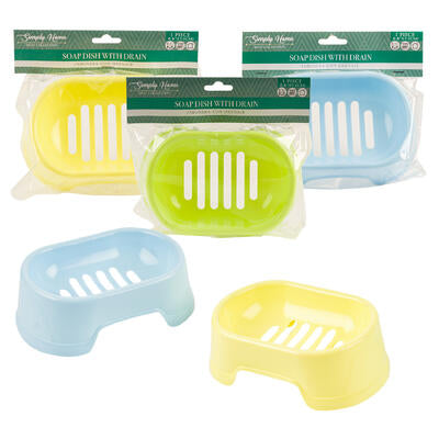 soap dishes - 6 - 3 assorted colors - bulk -- 48 per case