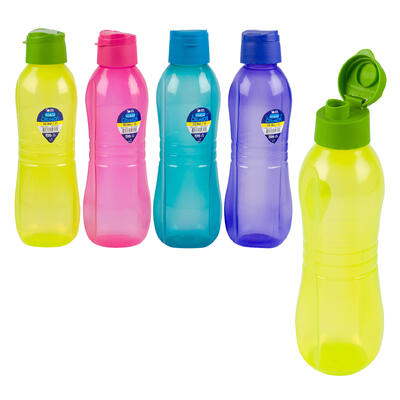 1 liter water bottles with flip top lid - 4 assortments -- 48 per case