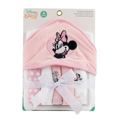 minnie mouse 6pc washcloth set - 24 pack -- 24 per case