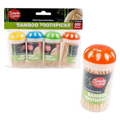 4pk 100ct simply home bamboo toothpicks- 2.7 -- 48 per case