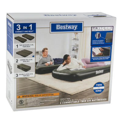 bestway 2pc 3-in-1 air bed - twin/king -- 2 per case