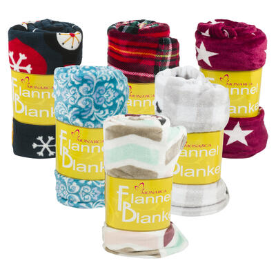 poly/flannel blankets 50x60 - - 6 assorted colors -- 36 per case
