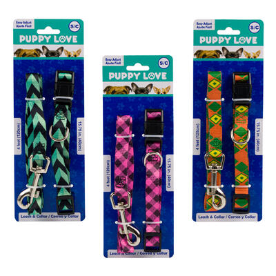 small dog collars and leashes - assorted colors -- 48 per case
