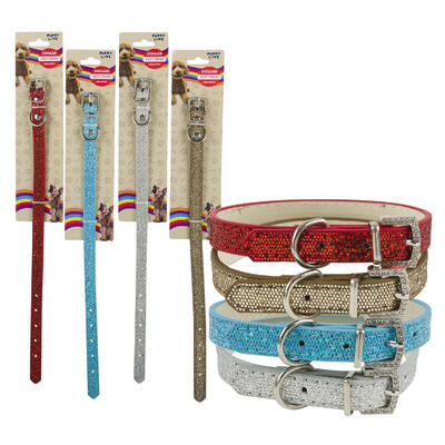 glitter dog collars - 15 in - -- 48 per case