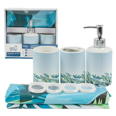 16pc palm leaves bathroom set - -- 16 per case