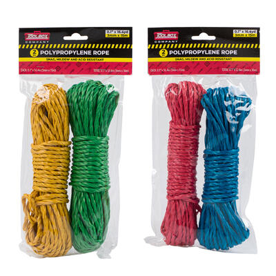 polypropylene rope - 2pk - 49ft - assorted colors -- 48 per case
