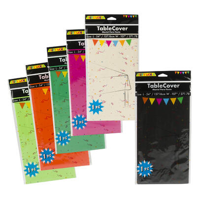 bulk table covers - 54x108 - 6 assorted colors -- 72 per case