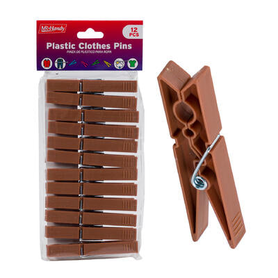 mr. handy plastic clothes pins - brown -- 48 per case