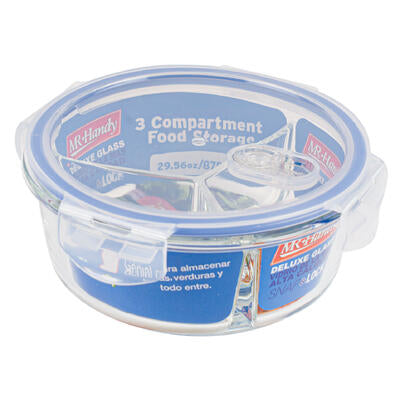 mr. handy 2-section round food containers - 29oz -- 12 per case