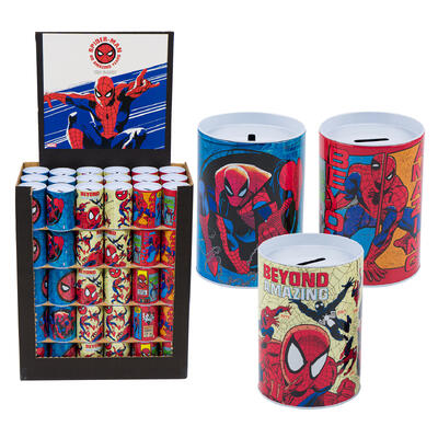 spiderman saving bank - licensed - 3 assortments -- 90 per case