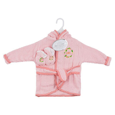 baby robe & bootie set - pink -- 24 per case