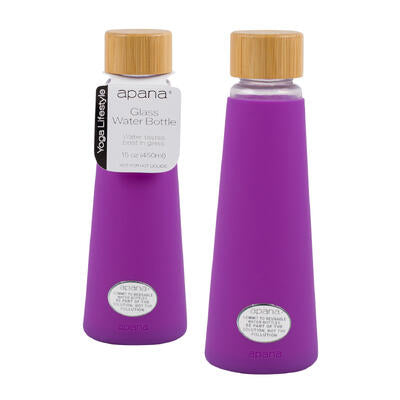 apana glass water bottle - 15oz - - purple -- 36 per case
