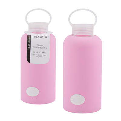 apana glass water bottles - 15oz - pink -- 18 per case