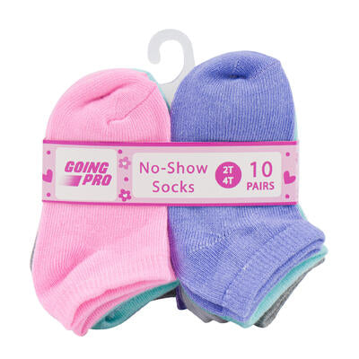 girls no show socks 10pk - 2t-4t - bulk pack 48 -- 48 per case