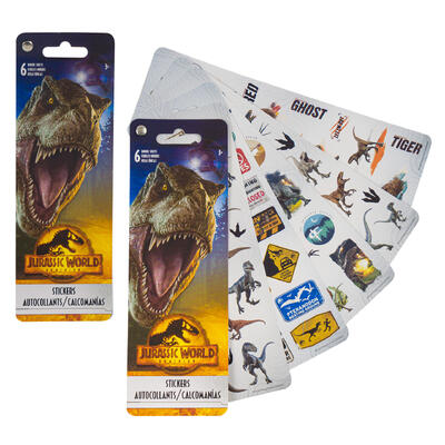jurassic world sticker flip packs -- 72 per box