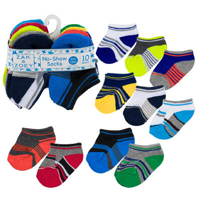 baby boys no-show socks - assorted designs - 0-12m -- 48 per case