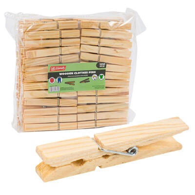 mr. handy 100pc wooden clothes pins -- 12 per case