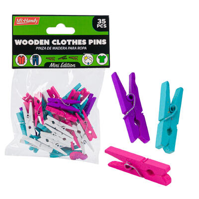 mr. handy wooden clothes pins - multicolor -- 48 per case