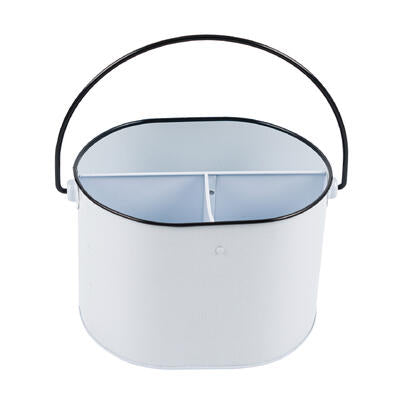 metal caddy with handle - 8 compartments - white -- 8 per case