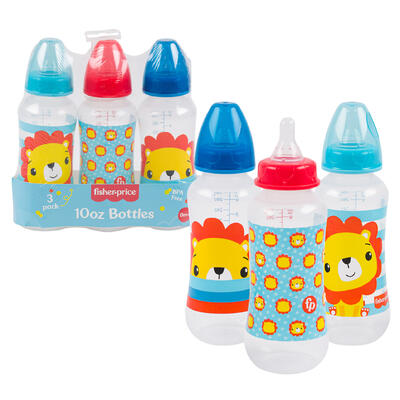 fisher price 3-pack lion baby bottles - 10oz -- 12 per box