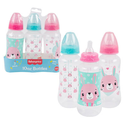 fisher price bunny baby bottles - 3 pack - 10oz -- 12 per box