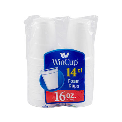 14ct foam disposable cups - 16oz -- 24 per case