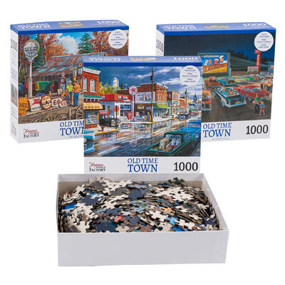old time town 1000pc puzzles - 3 assortments -- 6 per case