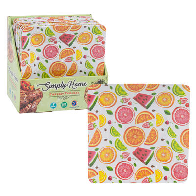 fruit design square dessert plates -- 24 per case