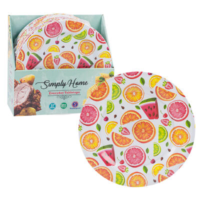 simply home 11 inch fruit design dinner plates -- 24 per case