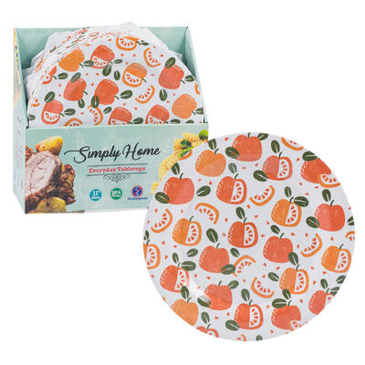 simply home dinner plates - 11 inch - orange design -- 24 per case