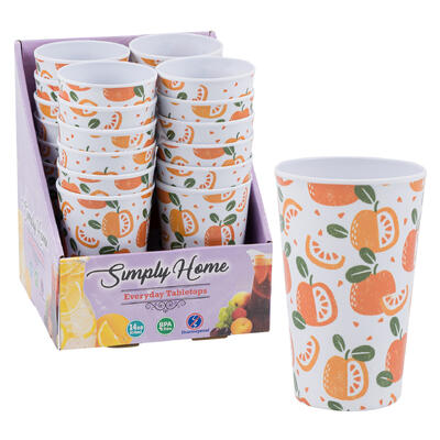 simply home tumblers - 14oz - oranges design -- 24 per case