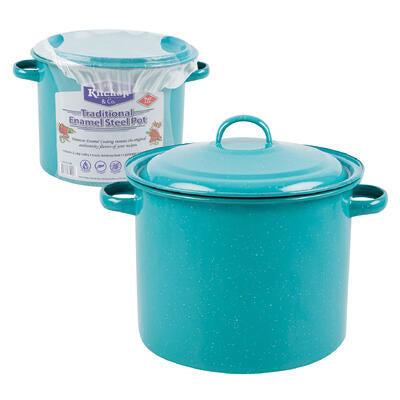 speckled blue enamel steel pot - 7qt -- 4 per case
