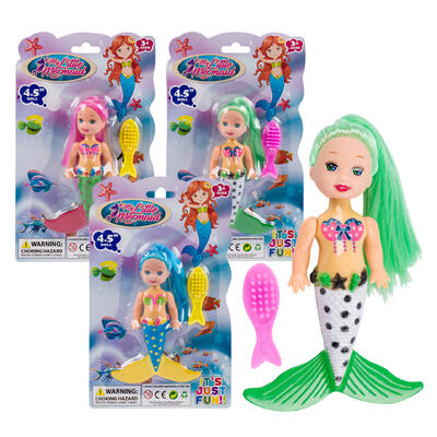 mermaid dolls - 4.5 inch - 3 assorted colors -- 72 per case