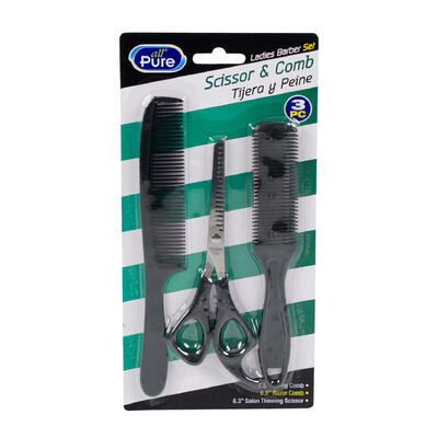 all pure 3pc ladies barber set w/scissors -- 48 per case