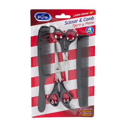 all pure 4pc barber set with combs -- 48 per case