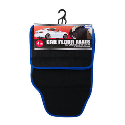 car floor mats - 4pc - 25x16 - black and blue -- 12 per case