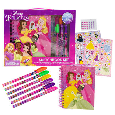 disney princess sketchbook set with sticker sheet -- 12 per case