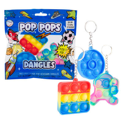boys pop pops bubble keychain - 3 pack -- 12 per case