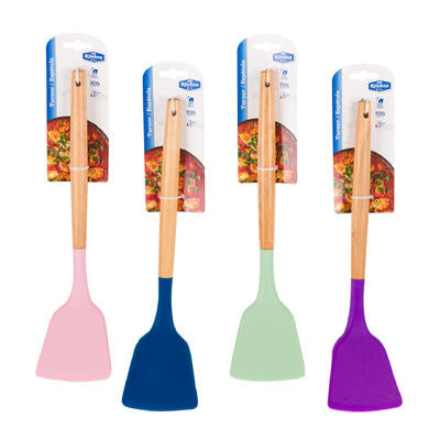 silicone turner with wooden handle - 12.7 in -- 48 per case