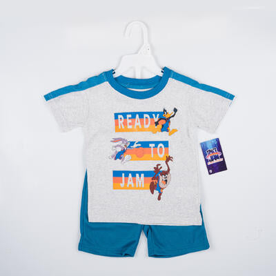 space jam 2pc boys t- shirt w shorts -- 48 per case