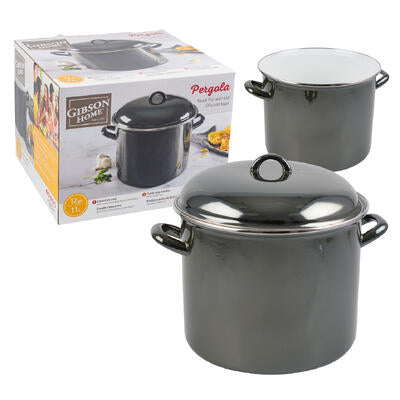 gibson gunmetal stock pot w lid- 12qt -- 1 per case