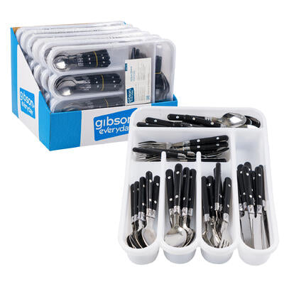 gibson 58pc flatware set w black -- 6 per case